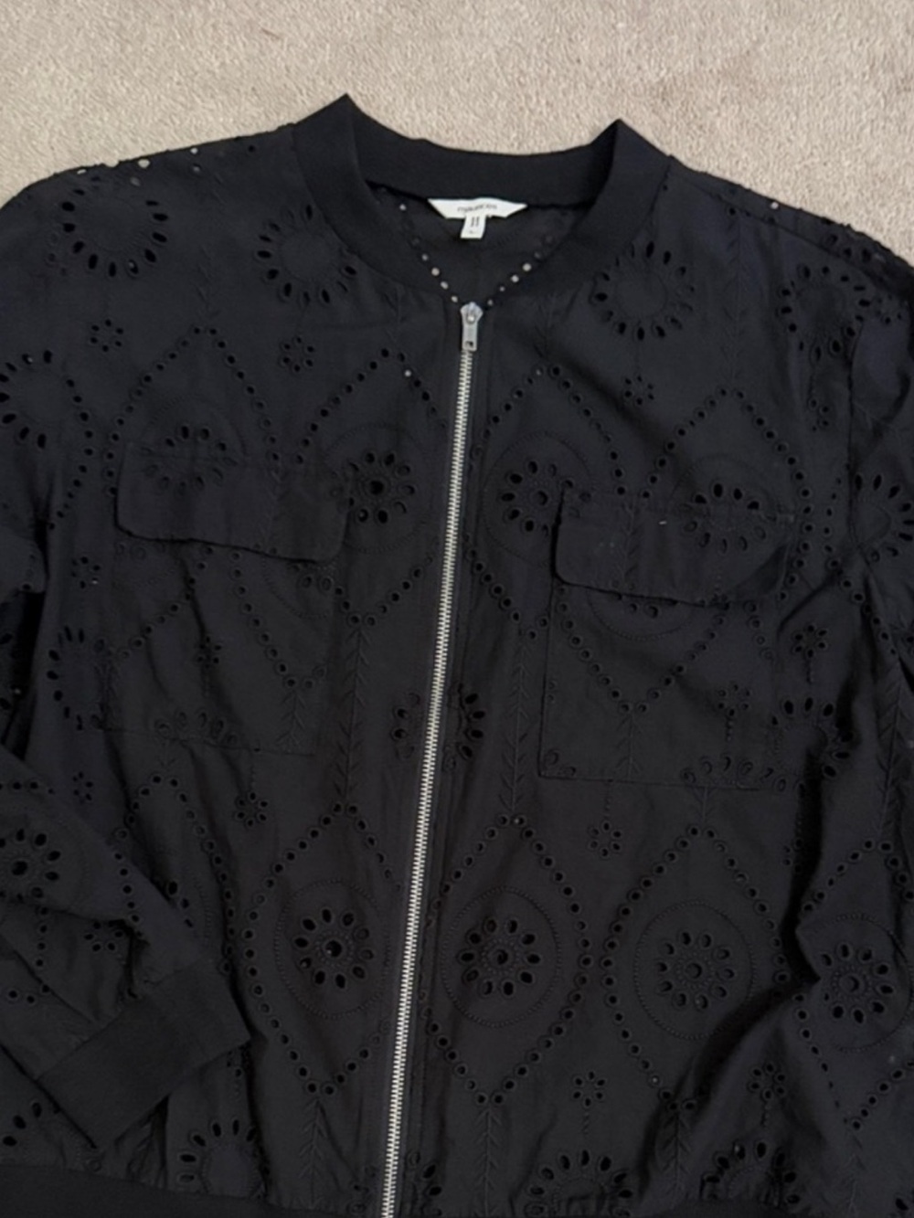 Maurice’s Black Eyelet Bomber Jacket - Modern Casual Zip-Up